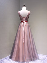 Burgundy V Neck Lace Floral Long Prom Dresses, Burgundy V Neck Long Formal Evening Dresses